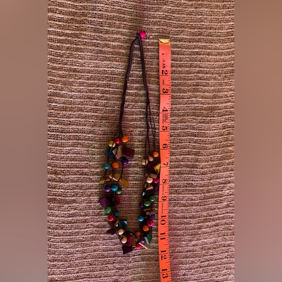 Bohemian Multi strand Multicolored Wooden Beads Necklace - Picture 3 of 5